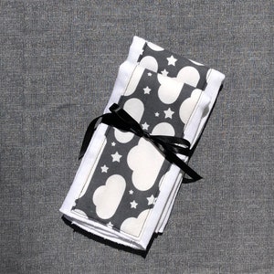 2 Pack of Burp Cloths - Gray Cloud Themed