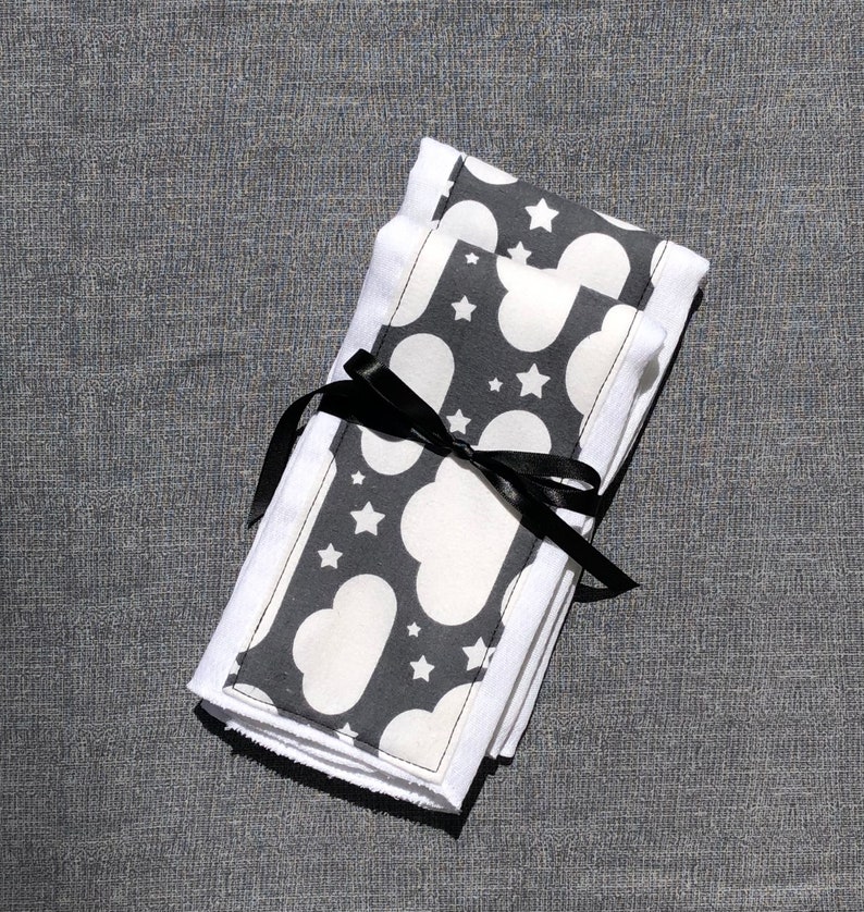 2 Pack of Burp Cloths Gray Cloud Themed Etsy