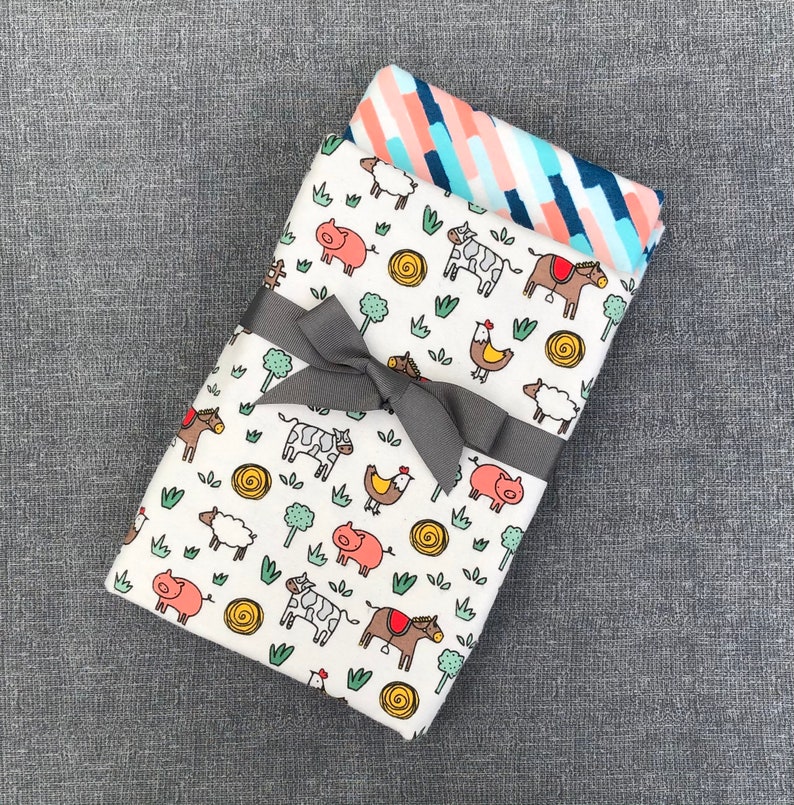 2 Pack of Extra Large Receiving Blankets Farm Animals and Etsy