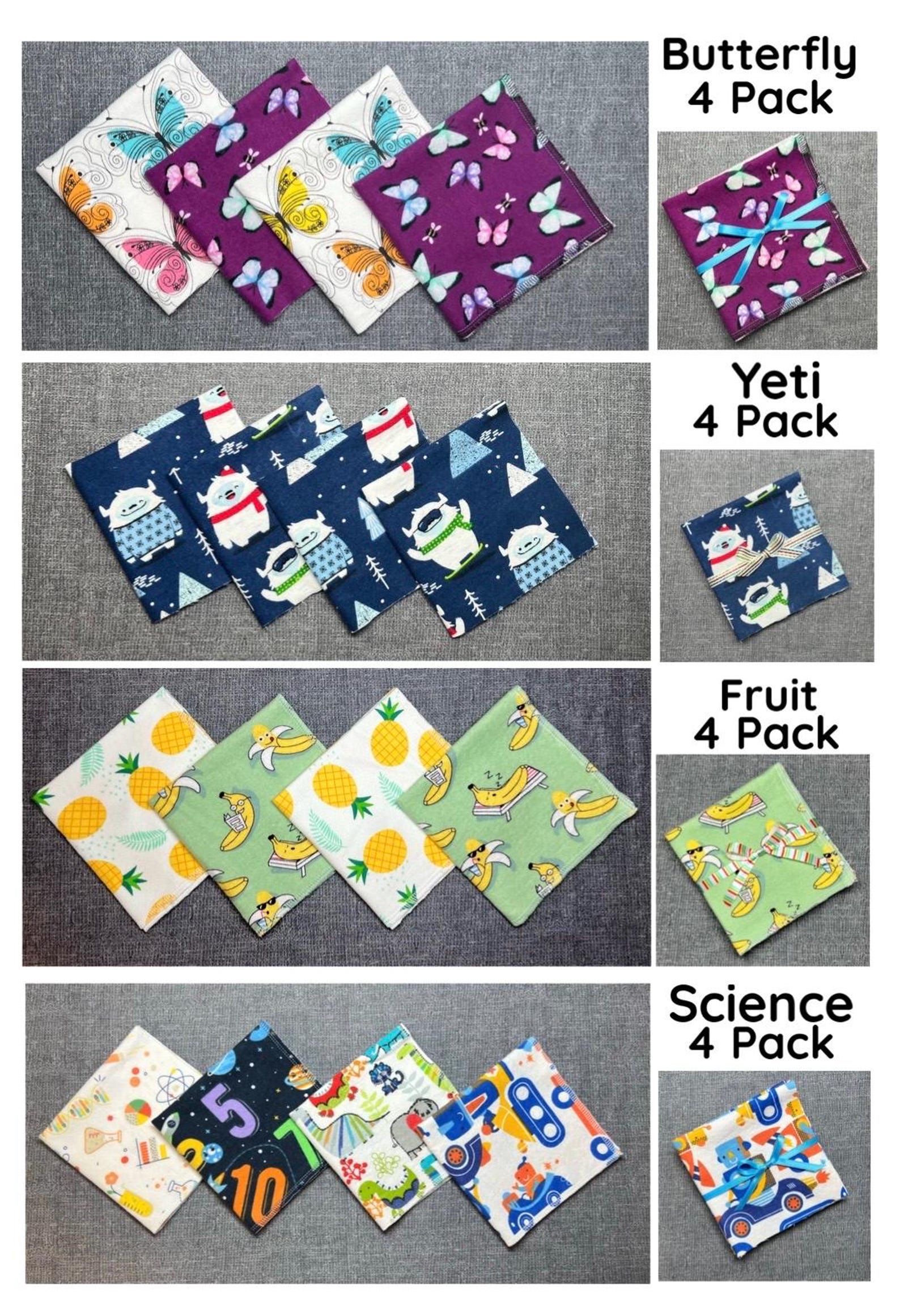 4 Pack of 10” Kids Reusable Lunchbox Napkins - Option to Personalize ...