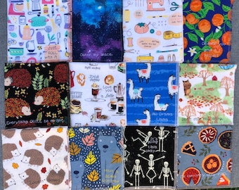 12” Reusable Napkins - Option to Personalize - Variety of Fun Prints on Soft Flannel