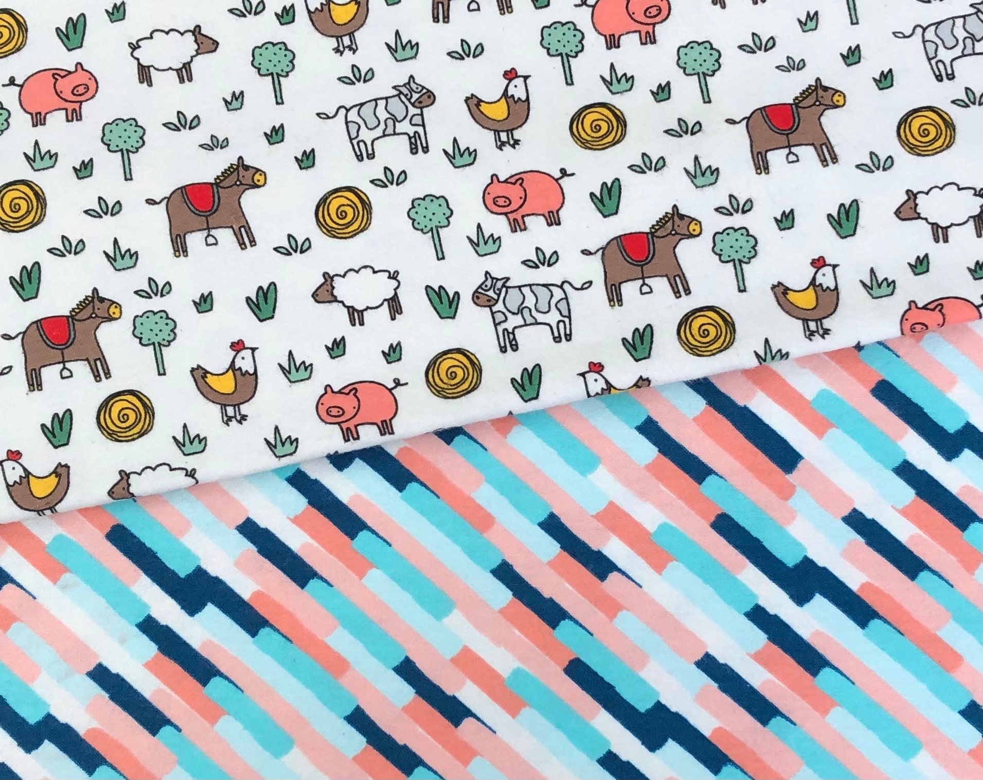 2 Pack of Extra Large Receiving Blankets Farm Animals and Etsy