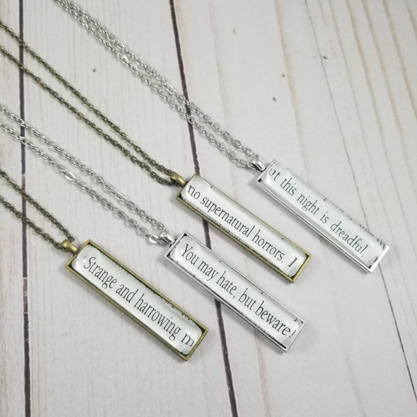 Frankenstein Book Page Necklace