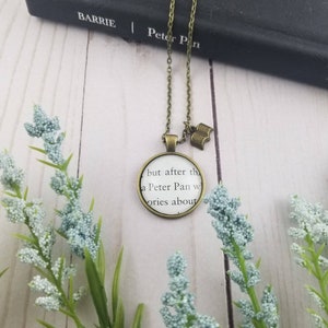 Peter Pan Pendant, Book Page Necklace