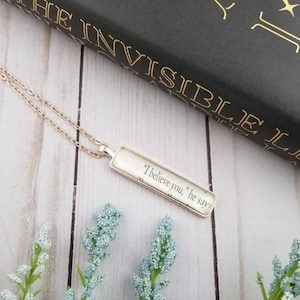 I Believe You Book Page Pendant, Addie LaRue Book Quote Jewelry