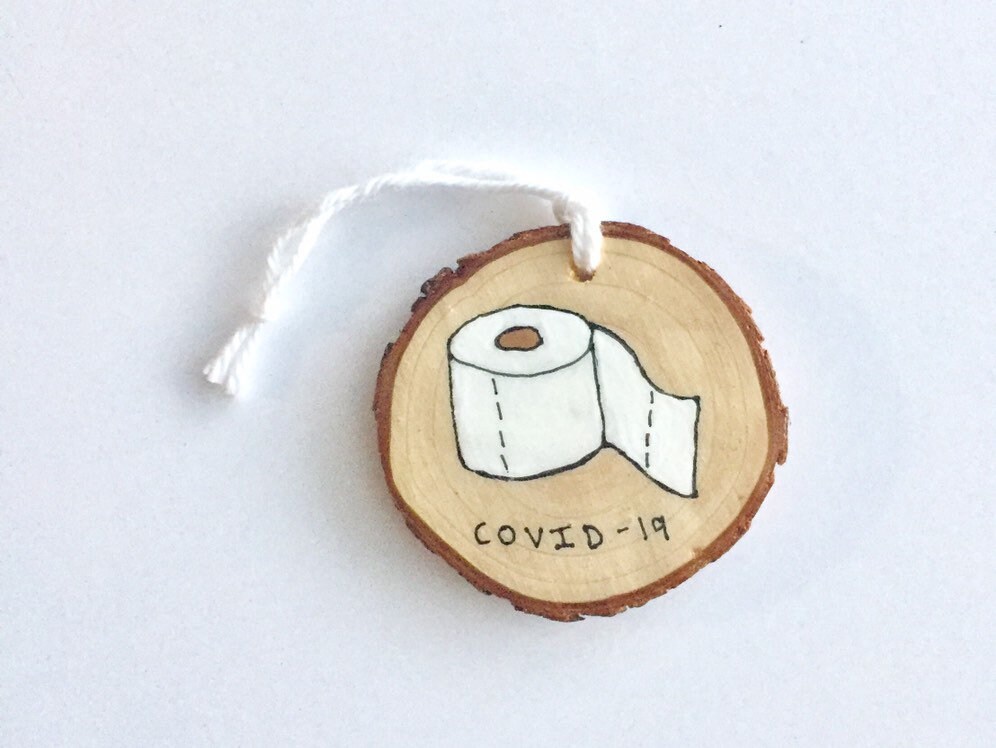 The COVID Set Christmas Ornaments COVID Ornaments Wood Slice Etsy