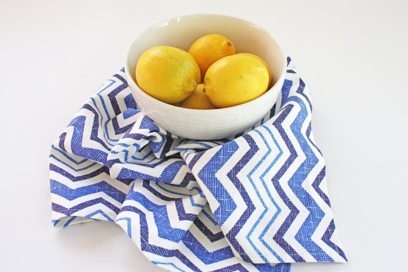 Blue Chevron Cloth Luncheon Napkins Set of 4 Royal Blue Cotton Napkins Eco-friendly 100/% Cotton Twill Fabric Kids Cloth Napkins