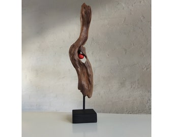 Drijfhoutsculptuurkunst, unieke houten sculpturen, abstracte houten sculptuur unieke kunst hout