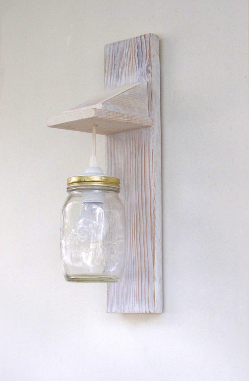 Wall Lamp, Reclaimed Wood Lamp, Mason Jar Lighting, Pair of Wall Lamp