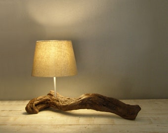 Driftwood table lamp, weathered wood lamp, unique table lamp, Driftwood lamp, minimal lamp, Driftwood art, table lamp