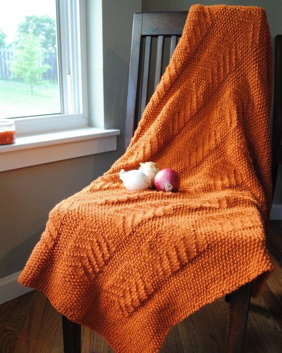 Pattern - Pumpkin Chevron Knit Blanket