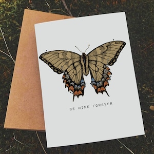 Be Mine Forever Tarjeta de felicitación cola de golondrina mariposa insecto ciencia helecho naturaleza tarjeta San Valentín