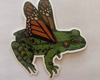 The Frog grew wings  Monarch Butterfly Frog wings sticker waterproof decal