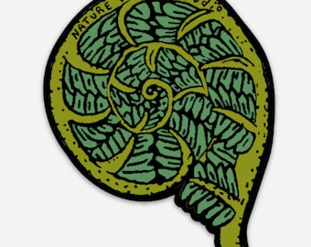 Naklejka na paproć Fiddlehead Nature wodoodporna zbieraczka