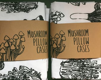 Mushroom Pillow cases Cottage Core Black Spring Forest pillow case Mushroom Ornament Morel Mushrooms Mushroom Decor