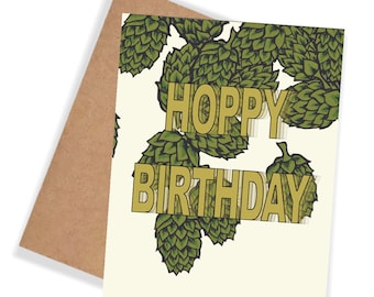 Hoppy Birthday Greeting Card Happy Birthday Beer Brewery Craft Beer