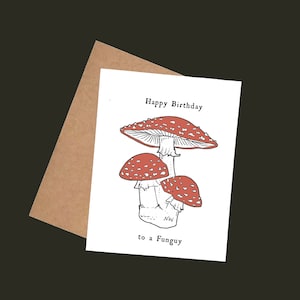 Happy Birthday Fun Guy Mushroom Wenskaart Amanita vader vriend vriend echtgenoot opa