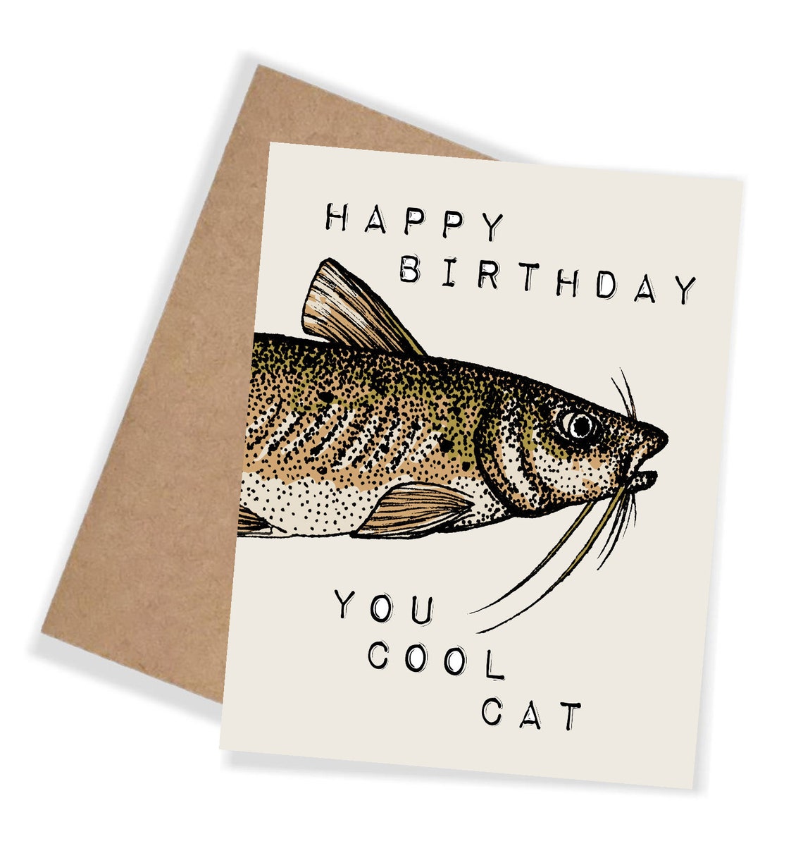 Happy Birthday You Cool Cat Catfish Fishing Card Etsy