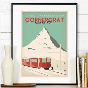 Glacier Express vintage swiss witer train travel poster repro 12x18
