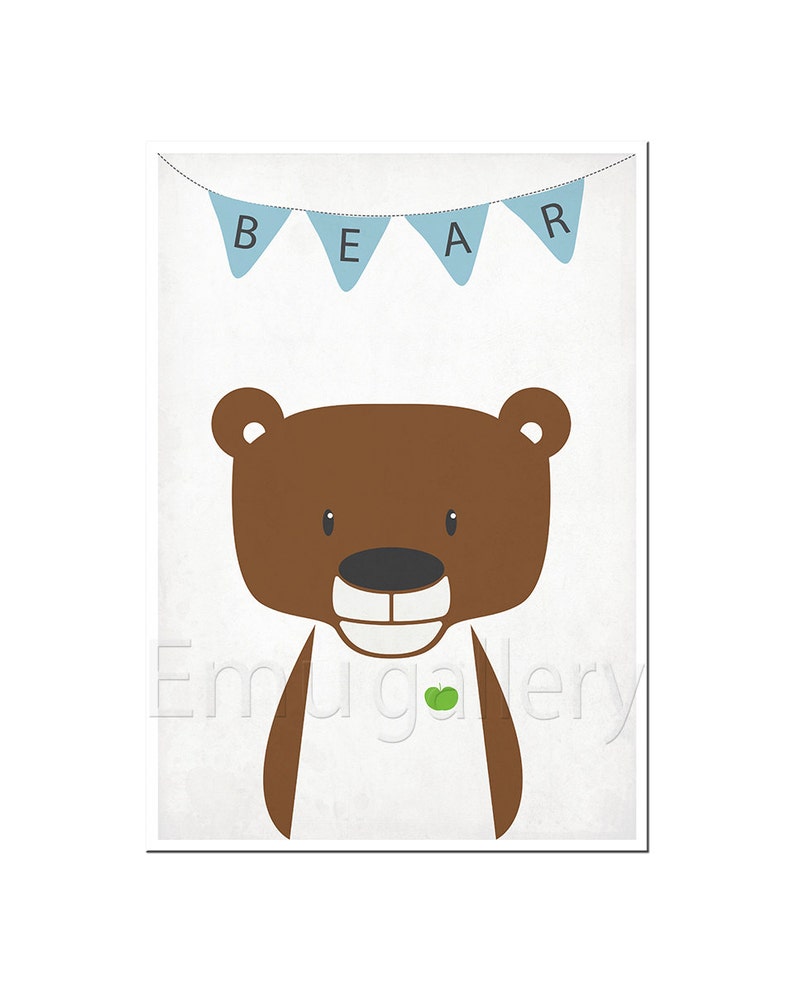 Animal nursery art Woodland animals Bear Nursery decor Etsy