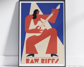 Music poster, Raw Riffs, Gig poster, Guitarist, Musician, Guitar player, On tour, Tour poster, Music Band, Rock poster