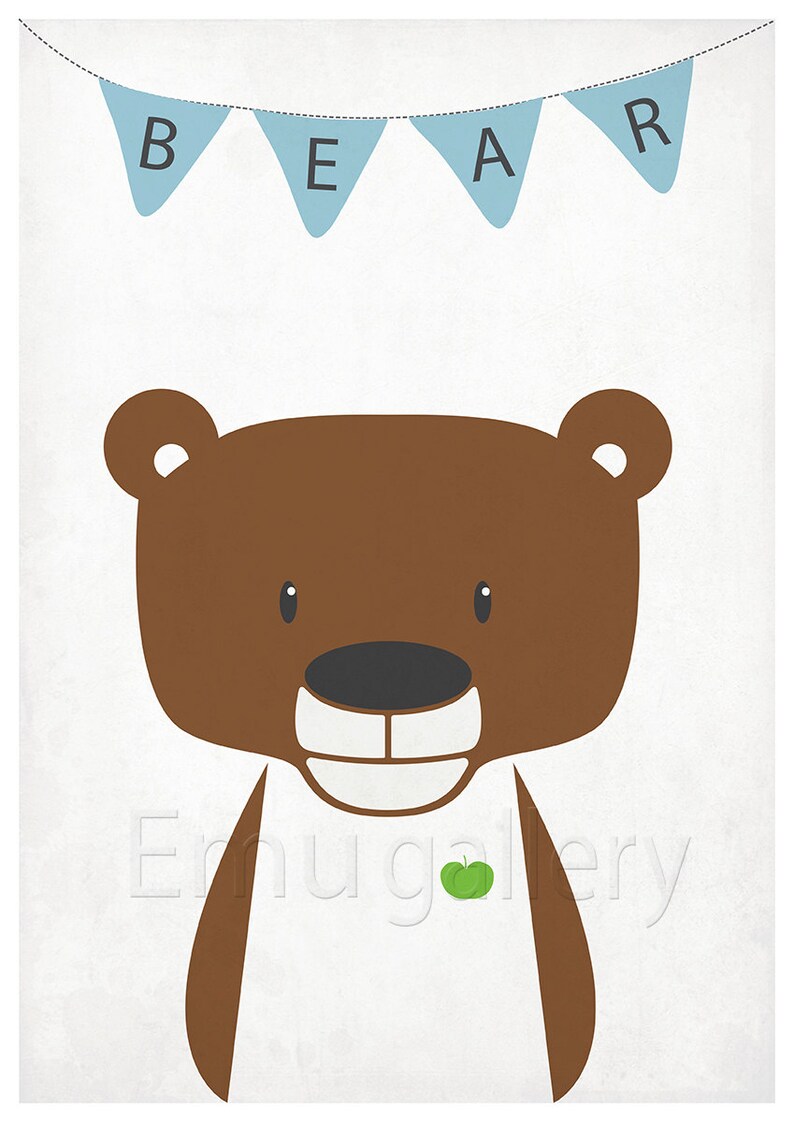 Animal nursery art Woodland animals Bear Nursery decor Etsy