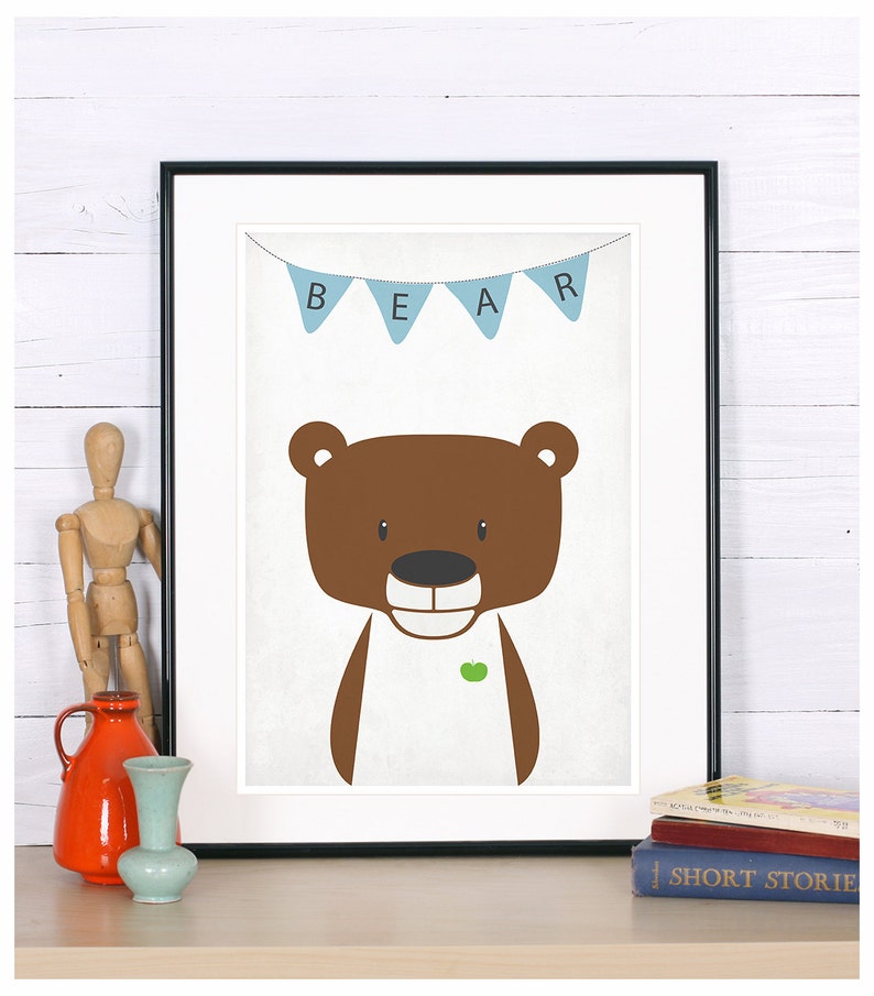 Animal nursery art Woodland animals Bear Nursery decor Etsy