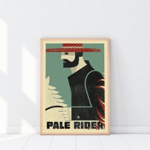 Pale Rider, Film poster, Western, Cowboy, Horseman, Four Horsemen, Horsemen of the Apocalypse, Retro artprint, Housewarming gift image 2