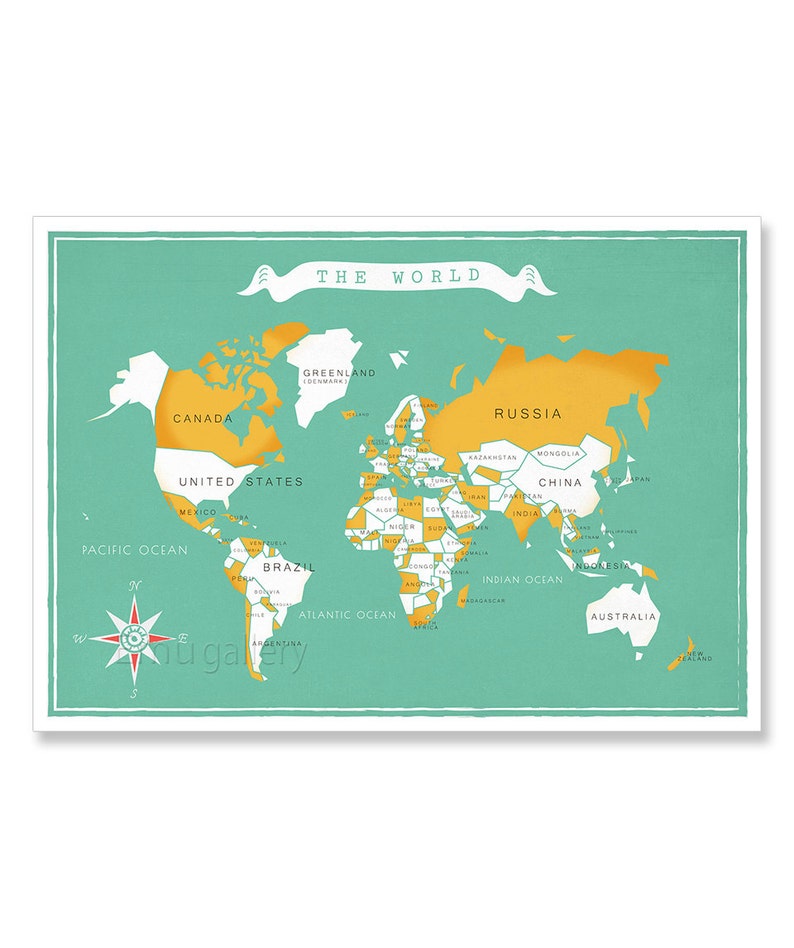 Nursery world map Map for nursey Map for children Map art Etsy