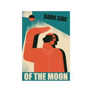 Dark side of the moon, Music poster, Retro poster, Pink Floyd, Man, Moon, Man in shadow, Dark side image 1