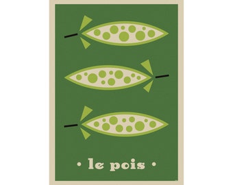 Kitchen poster, Peas, Vegetables, Poster for kitchen, Kitchen decor, Housewarming poster, Dining poster, Dining decor, le pois