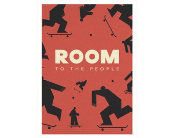 Skateboard poster, Room to the People , Housewarming cadeau, Art print, Skating, Skater, Skate park, Gig poster, Illustratie