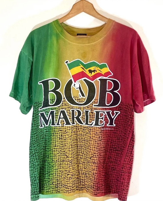 Vintage 90s Bob Marley Logo AOP Ethiopia/Rasta Fla
