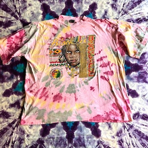 Vintage 90s Black is Beautiful Tie Dye T Shirt, 1993 Black Power Female Empowerment