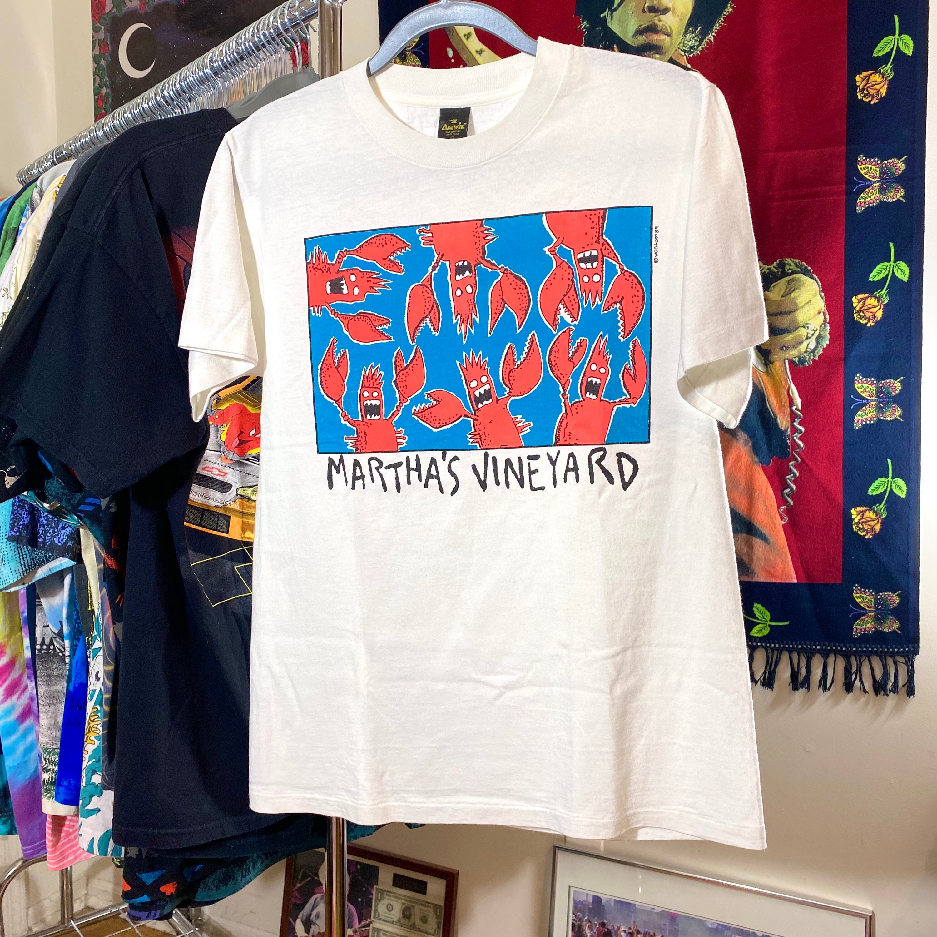 Vintage 80s Martha s Vineyard Pop Art Lobster T Shirt by Charlie Woglom Big Hed Designs 1989 Haring Style