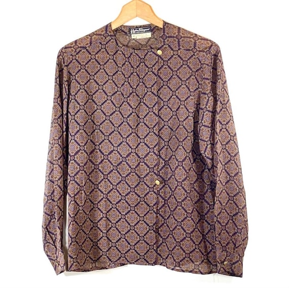 Vintage 80s Salvatore Ferragamo 100% Silk Sheer Pa