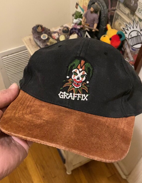 Vintage 90s Graffix Jester Logo Suede Bill Snapbac