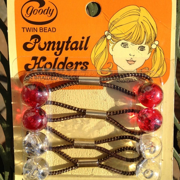 Vintage Goody Twin Bead Ponytail Holders New Old Stock c1975
