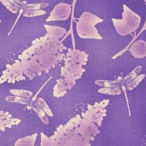 Midnight Hydrangea by Laura Stone for Studio E Purple Floral Fabric with Hydrangeas and Dragonflies Fabric by the Half Yard