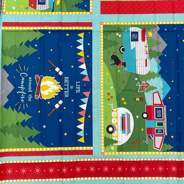 Fabric Panel - Gone Glamping! by Anne Rowan for Wilmington Prints - 23" x WOF