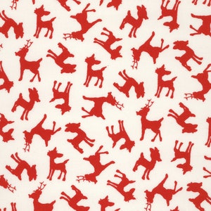Rudolph and Friends by Character Arts for Quilting Treasures White and Red Rudolph the Reindeer Themed Fabric by the Half Yard