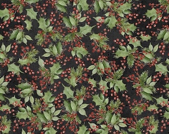 Winter Forest by Susan Winget for Wilmington Prints Holly Black Fabric by the Half Yard #167