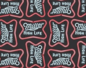 Miller High Life Neon Lights by Miller Brewing Company for Springs Creative Fabric by the Half Yard 57B 022