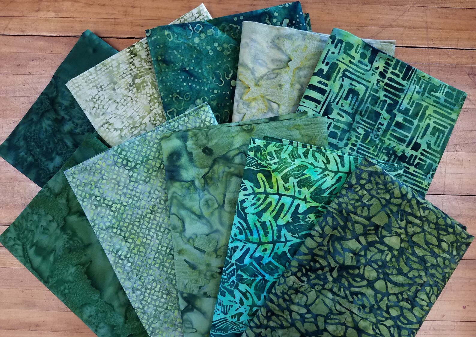 Quilt Fabric Green Batik Half Yard Bundle 1 Etsy