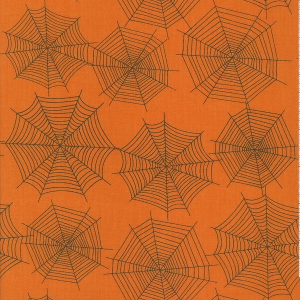 Scaredy Cats by Debbie Mumm for Wilmington Prints Orange and Gray Spiderweb Halloween Fabric Fabric by the Half Yard 57C 036