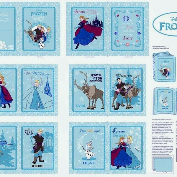 Frozen Anna's Friends Panel by Disney for Springs Creative Fabric Panel  36.5" x WOF Elsa, Anna, Sven, Olaf, Kristoff Book Panel 38B 013/014
