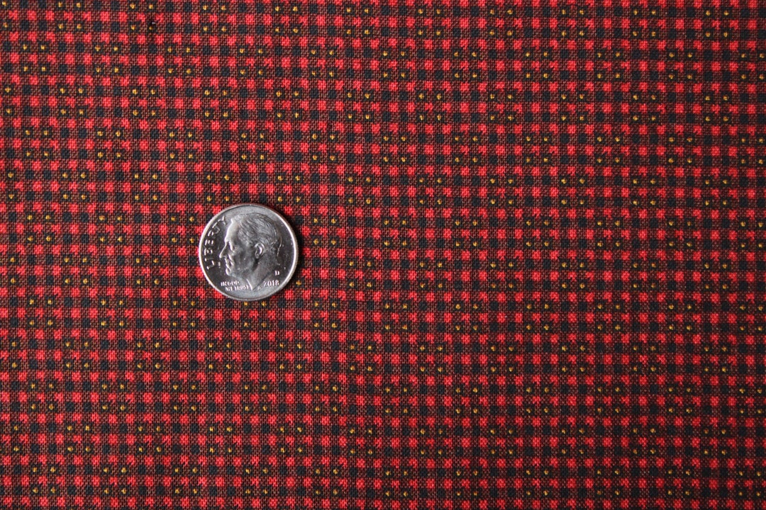 Crimson Red and Black Gingham Fabric Bridgeport by Jo Morton for Andover Fabric by the Half Yard