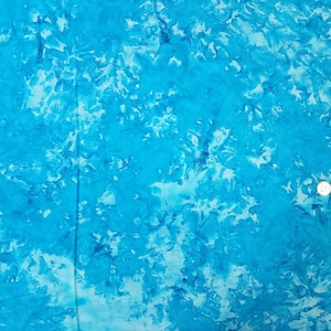 Bright Aqua watercolor effect Batik Fabric by the Half Yard