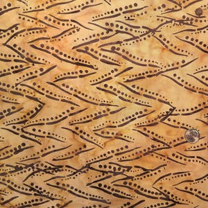 Golden Brown Batik with Dark Brown Dotted Pattern Batik by the Half Yard