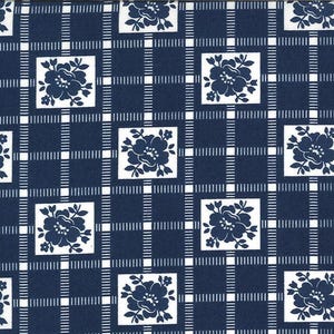 Shine On by Bonnie and Camille for Moda Fabrics Navy Blue and White Trellis Patterned Fabric with Flowers Fabric by the Half Yard